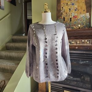 Chico's Shimmering Silver Sweater